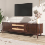 Mobile TV in Legno con Ante, Cassetti e Lati in Rattan ¨C Xylo ¨C Rovere Naturale
