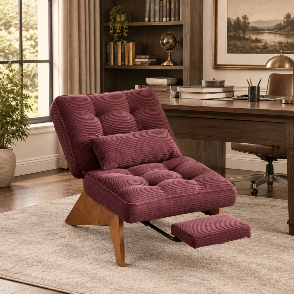 POLTRONA Reclinabile in corduroy 127x73x90 cm Rosso vino