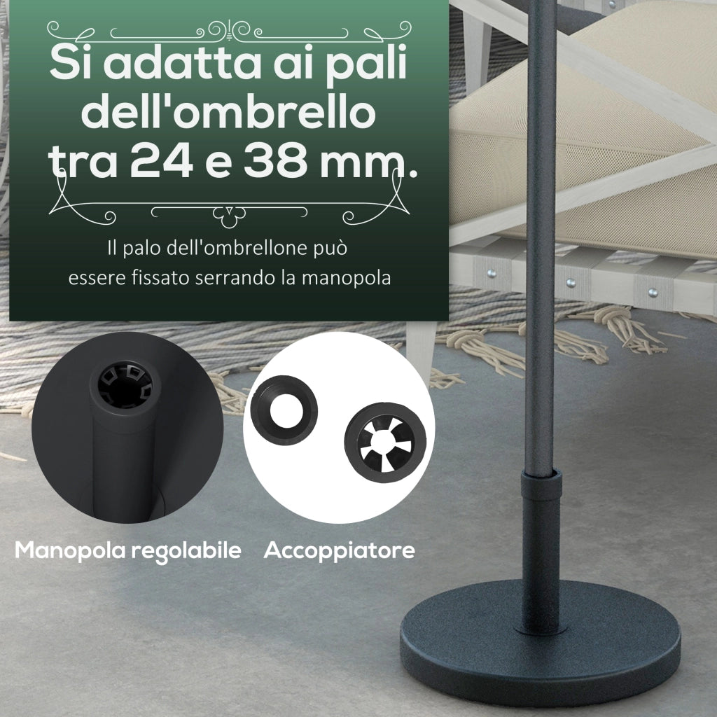 Base per Ombrellone Rotonda ¨C Zephmum ¨C Plastica e Cemento, Nero, ?46.5 cm