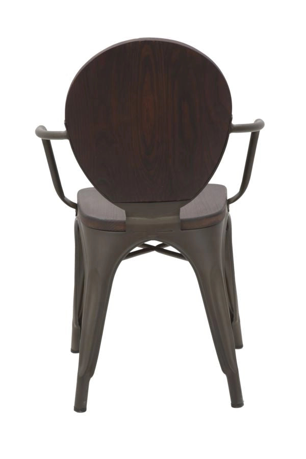 Set 2 Sedie 54x51x83 cm Harlem in Ferro e Legno Naturale e Grigio