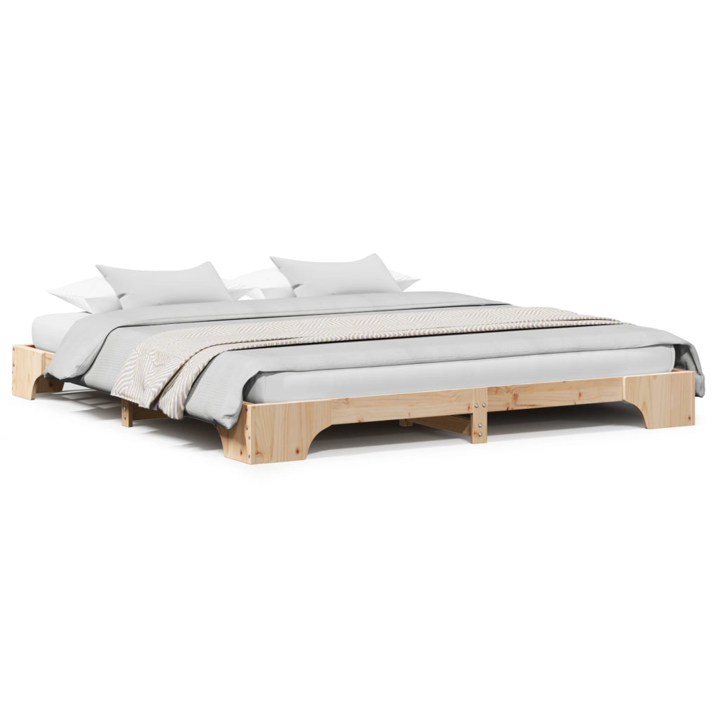 Struttura Letto Naturale Legno Massello di Pino 180 x 200 cm