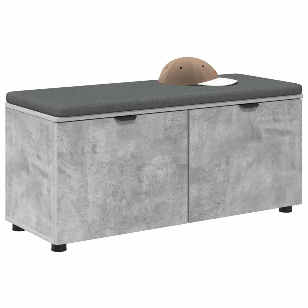 Panca per ingresso con cuscino-Sgabello-Panca da Corridoio Grigio cemento 100 x 38 x 46 cm 572996