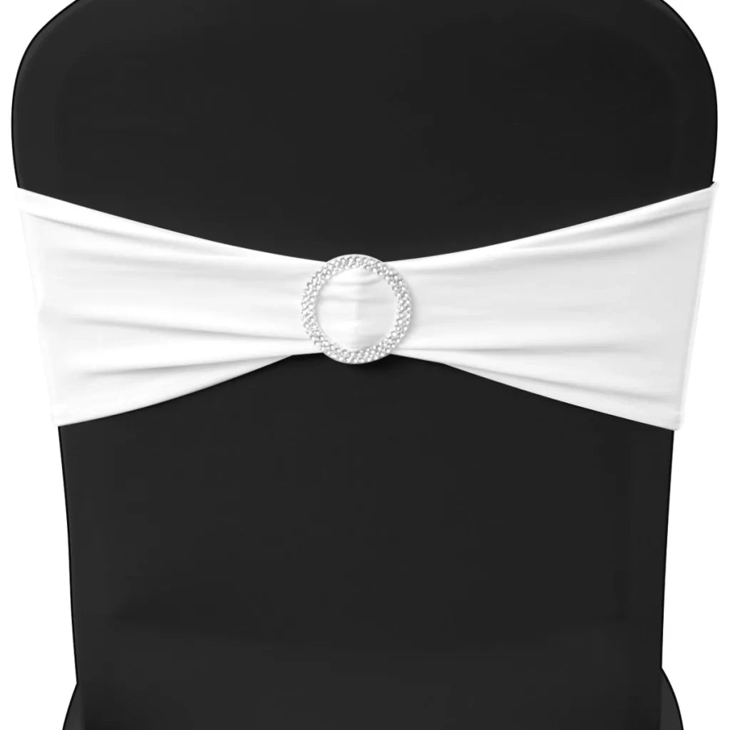 Fascia Elasticizzata Bianca Decorativa Sedia con Fibbia Diamante 25 pz 130345