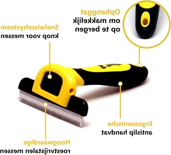 Borsetto Professionale per Animali da Cura - D-Shedz per Cani e Gatti di Dimensioni Medie e Grandi con Capelli Corti o Lunghi (Giallo)