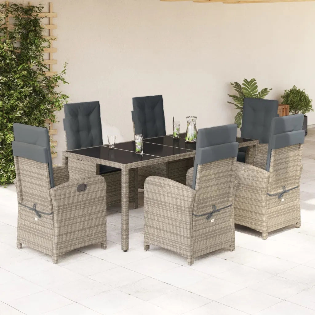 Set da Pranzo da Giardino 7 pz con Cuscini in Polyrattan Grigio 3212218