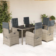 Set da Pranzo da Giardino 7 pz con Cuscini in Polyrattan Grigio 3212218