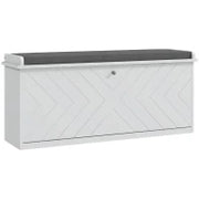 Panca per Scarpe con Cassetto Ribaltabile, Cuscino per Seduta e Ripiano Regolabile, 100 x 26 x 44,5 cm, Bianco