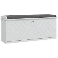 Panca per Scarpe con Cassetto Ribaltabile, Cuscino per Seduta e Ripiano Regolabile, 100 x 26 x 44,5 cm, Bianco