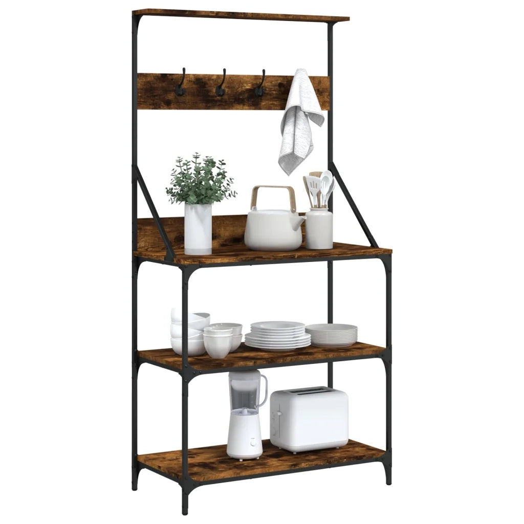 Scaffale Cucina Ganci 4 Ripiani Rovere Fumo Legno Multistrato 838960