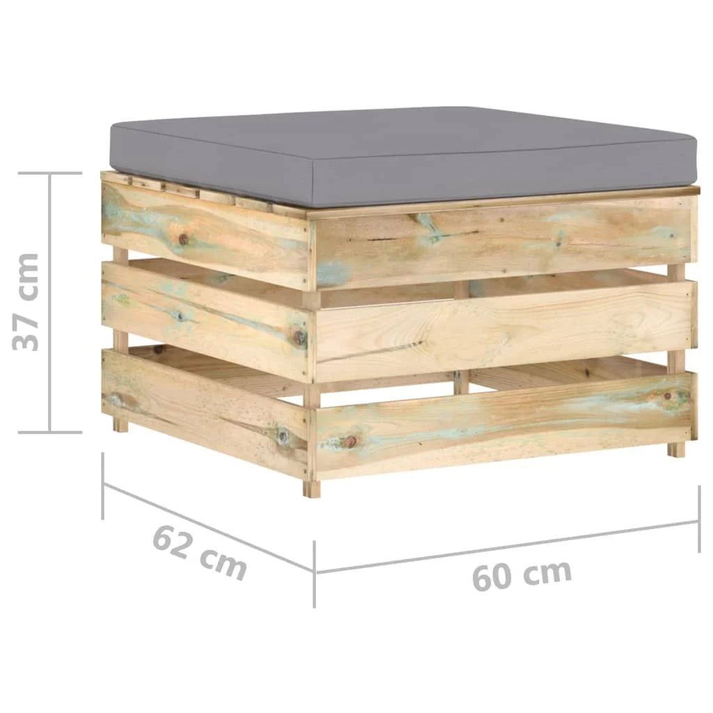 Set di mobili da giardino mobili da esterno 2 pezzi con cuscini legno impregnato verde 02_0015888