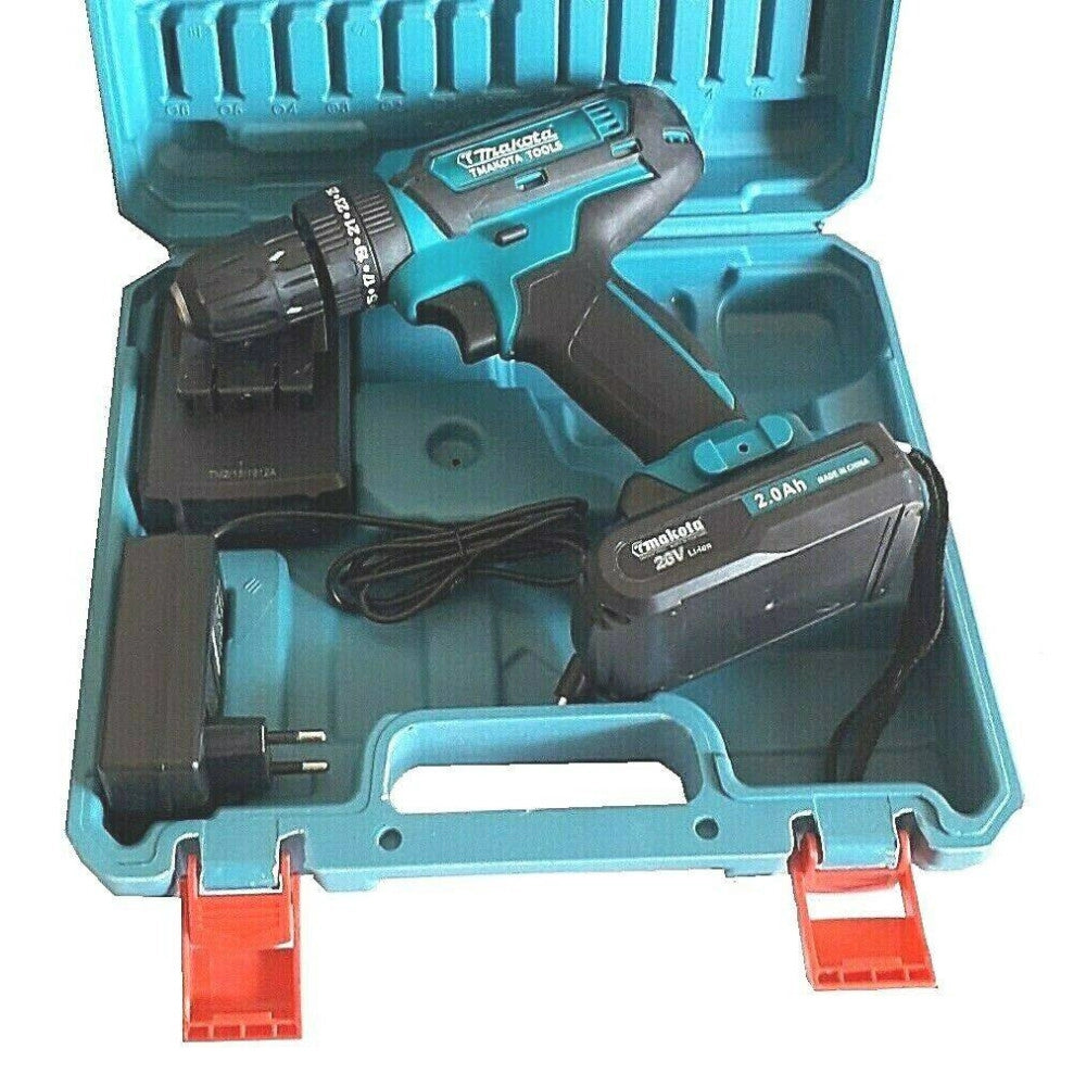 Trade Shop - Trapano Avvitatore A Batteria Litio A Percussione 26v Doppia Batteria + Valigia -