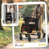Passeggino per Cani Pieghevole con Ingressi a Cerniera e Finestre a Rete, 112x65x100 cm, Rosso e Nero