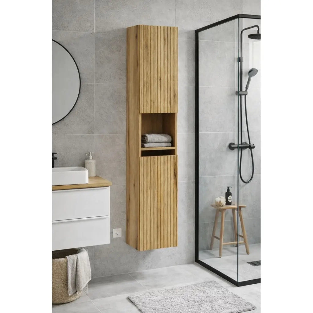 Colonna bagno VANO 140 cm quercia sospesa 2 porte