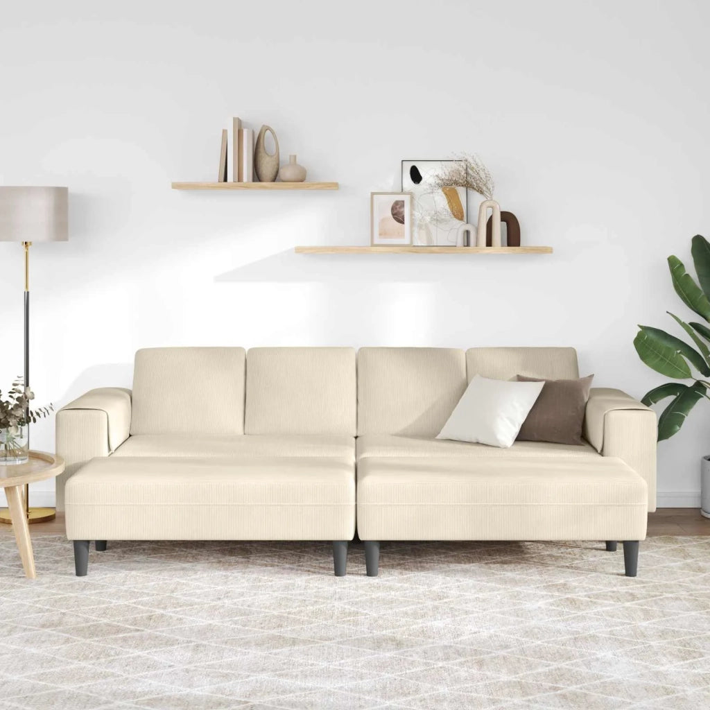 Divano Crema 250 x 188 x 76 cm Tessuto in Cords 3335133