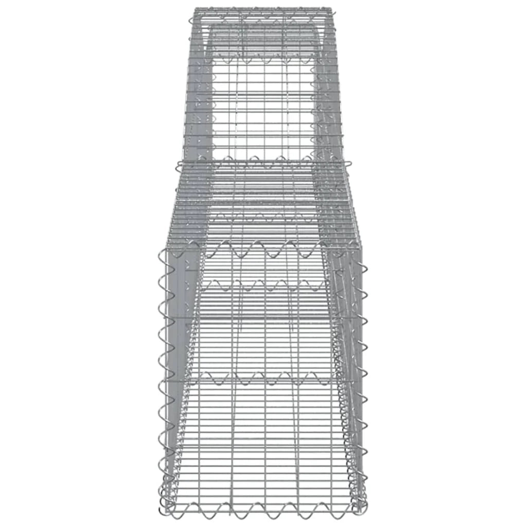 Cesto gabbione recinzione a gabbia muro di contenimento ad arco 400 x 30 x 40/60 cm ferro zincato argento 02_0040079