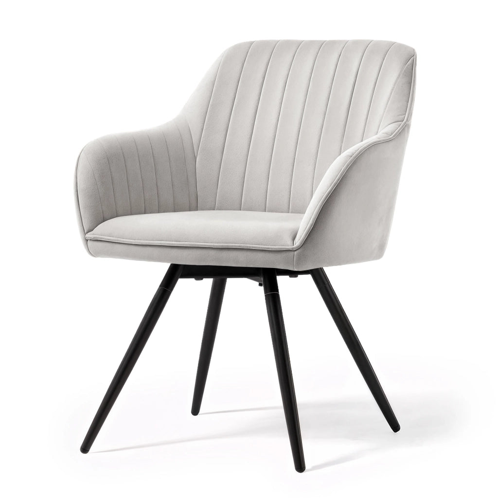 Set di 2 Sedie girevoli in velluto con cuciture TURNO Grigio gambe nere