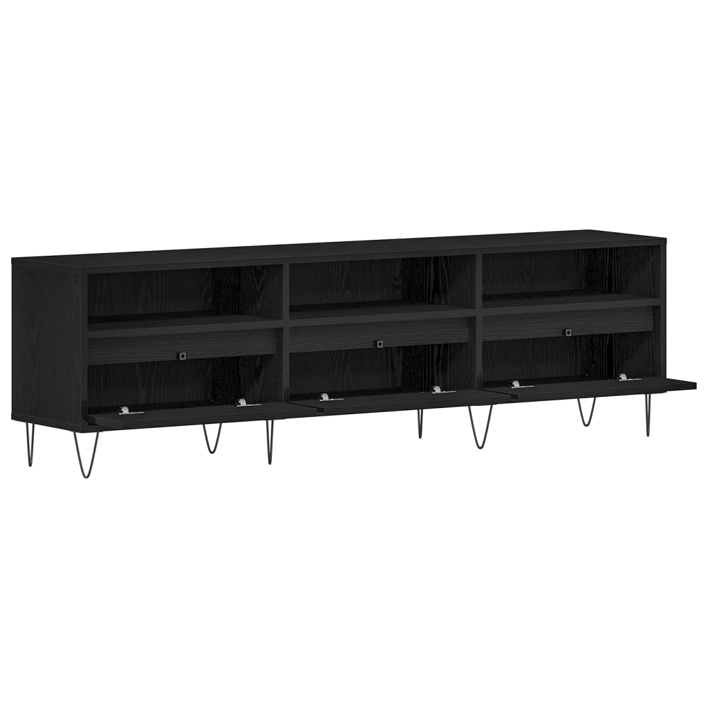 Cabinet TV  Nero Rovere 150x30x44,5 cm Legno ingegnerizzato