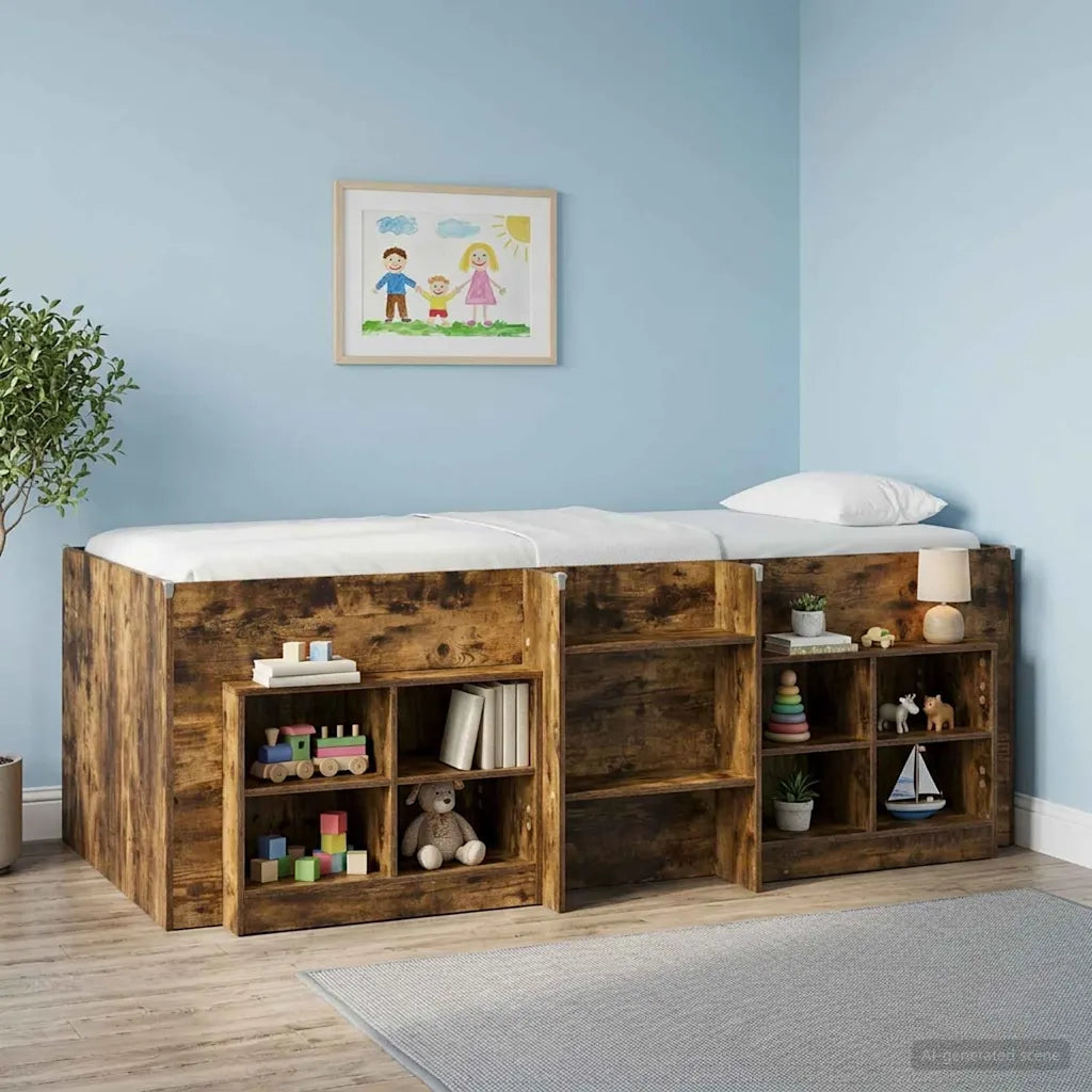 Letto Alto per Bambini 2 pcs Rovere Fumo 193 x 96,1 x 68,5 cm