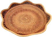 Piatto per il tè a intreccio circolare - piatto decorativo a intreccio di rattan - per colazione e candele