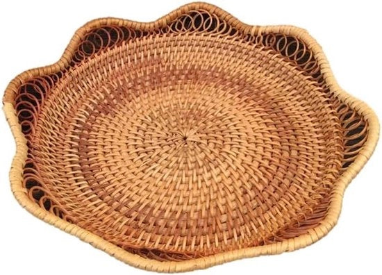 Piatto per il tè a intreccio circolare - piatto decorativo a intreccio di rattan - per colazione e candele