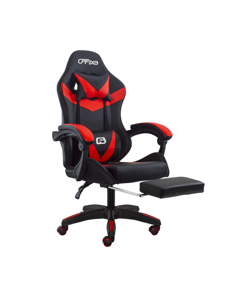 Sedia da Gaming Ergonomica 66x60x134 cm con Poggiapiedi in Similpelle Rosso