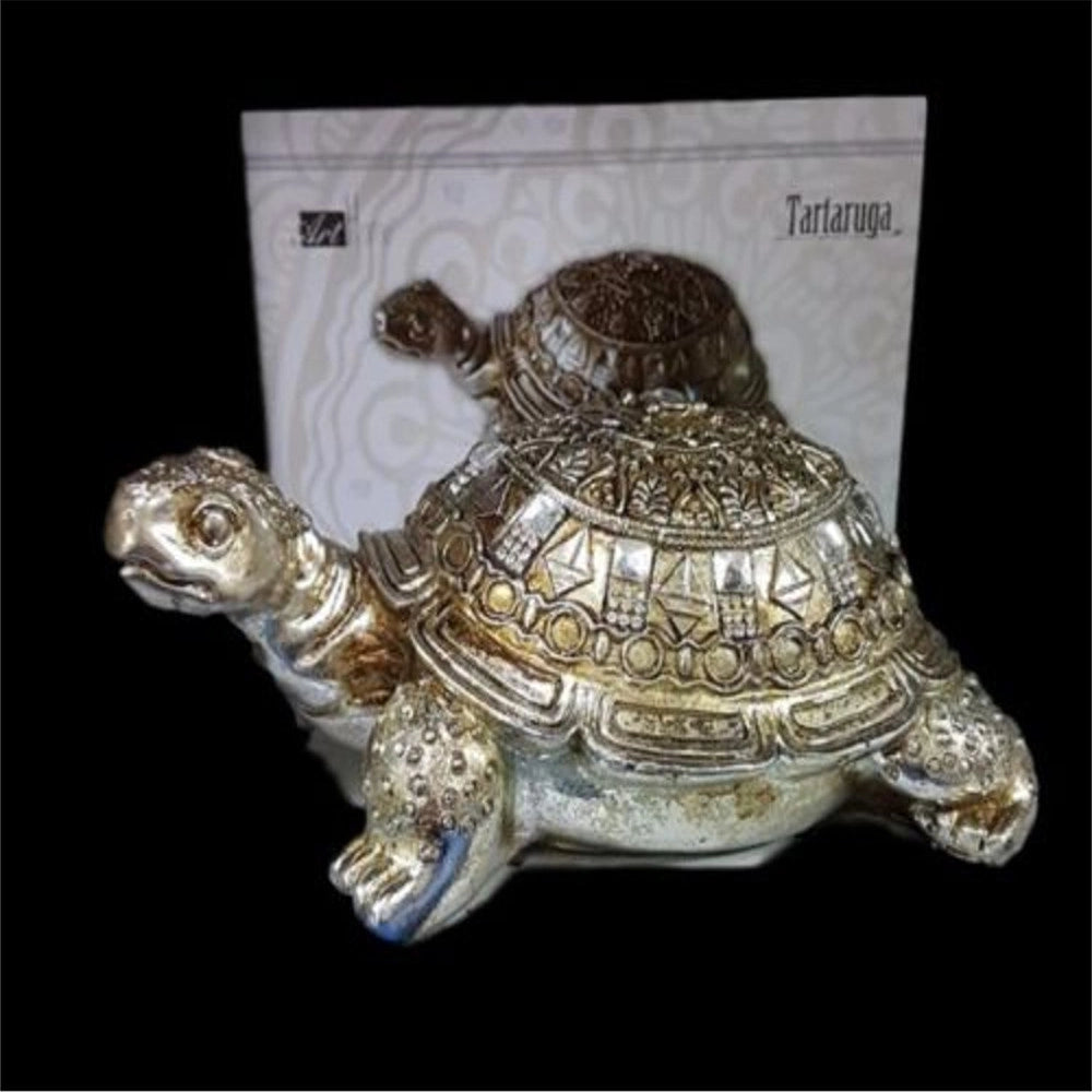 Trade Shop - Statua Statuina Decorativa Tartaruga Strass Silver 20cm Portafortuna Casa -