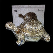 Trade Shop - Statua Statuina Decorativa Tartaruga Strass Silver 20cm Portafortuna Casa -