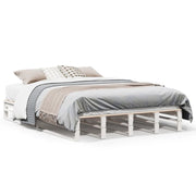 Letto matrimoniale | Letto per adulti | Letto senza Materasso Bianco 135x190 cm Legno Massello di Pino