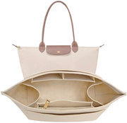 Organizzatore di Borse per Portafogli per Borsa a Mano Longchamp Le Pliage M Insertto in Feltro con Cup (Beige, Medio)