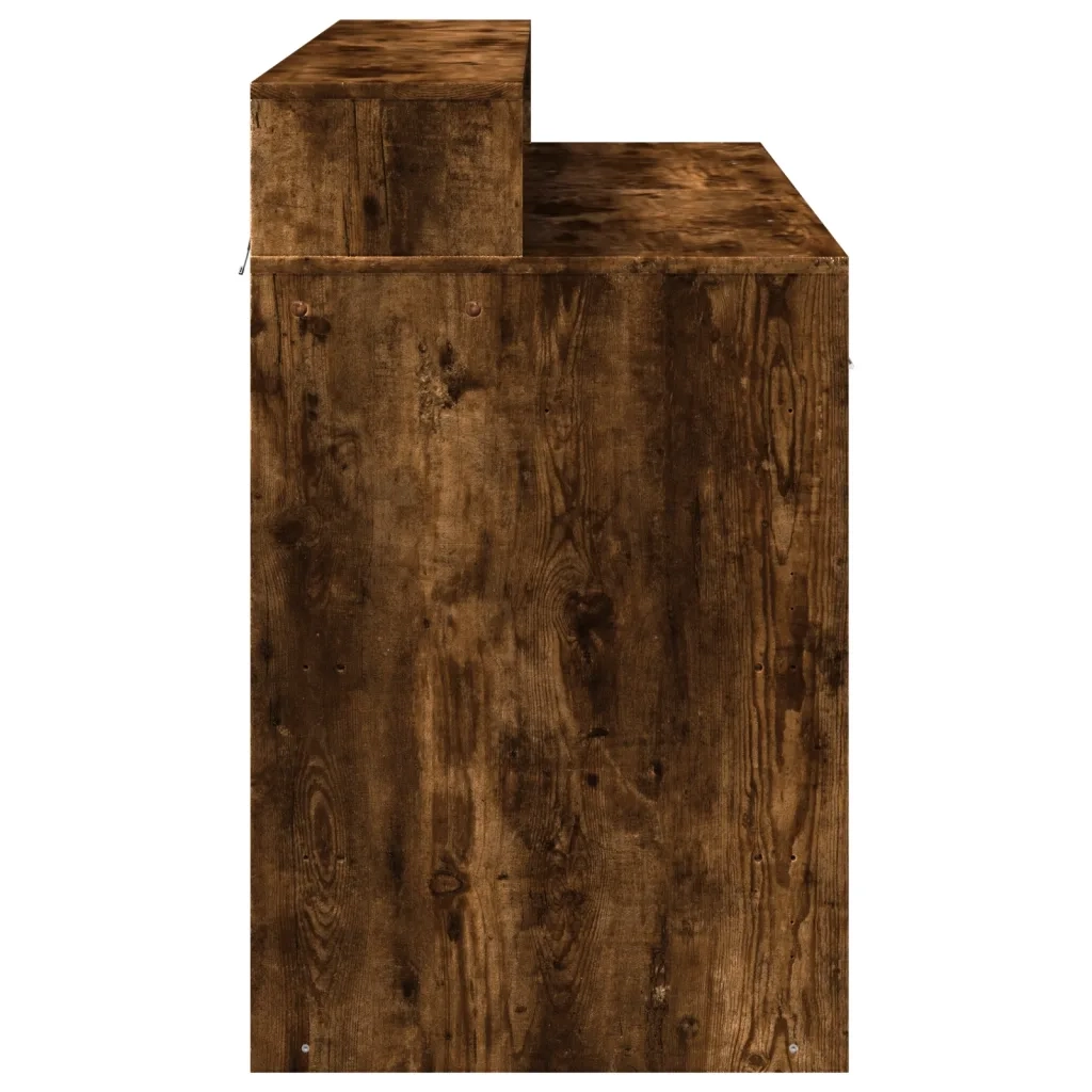 Scrivania con Luci LED Rovere Fumo 120x55x91 cm in Multistrato
