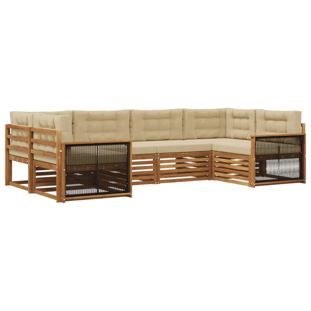 Set di divani da esterno 6 pz Naturale e Beige 3383776