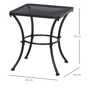 Tavolino da esterno 45x45x50 cm in metallo nero per terrazza e giardino