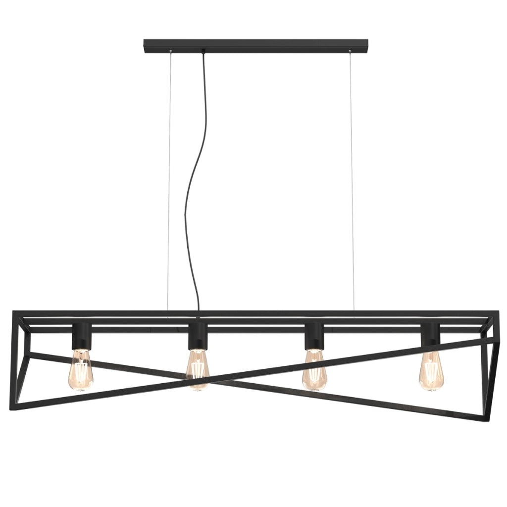 Lampada a sospensione industriale nera Gote 4xE27 Luminex