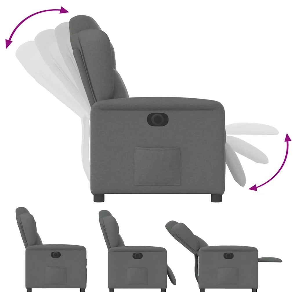 Poltrona | Sedia Relax Elettrica Reclinabile Grigio Scuro in Tessuto