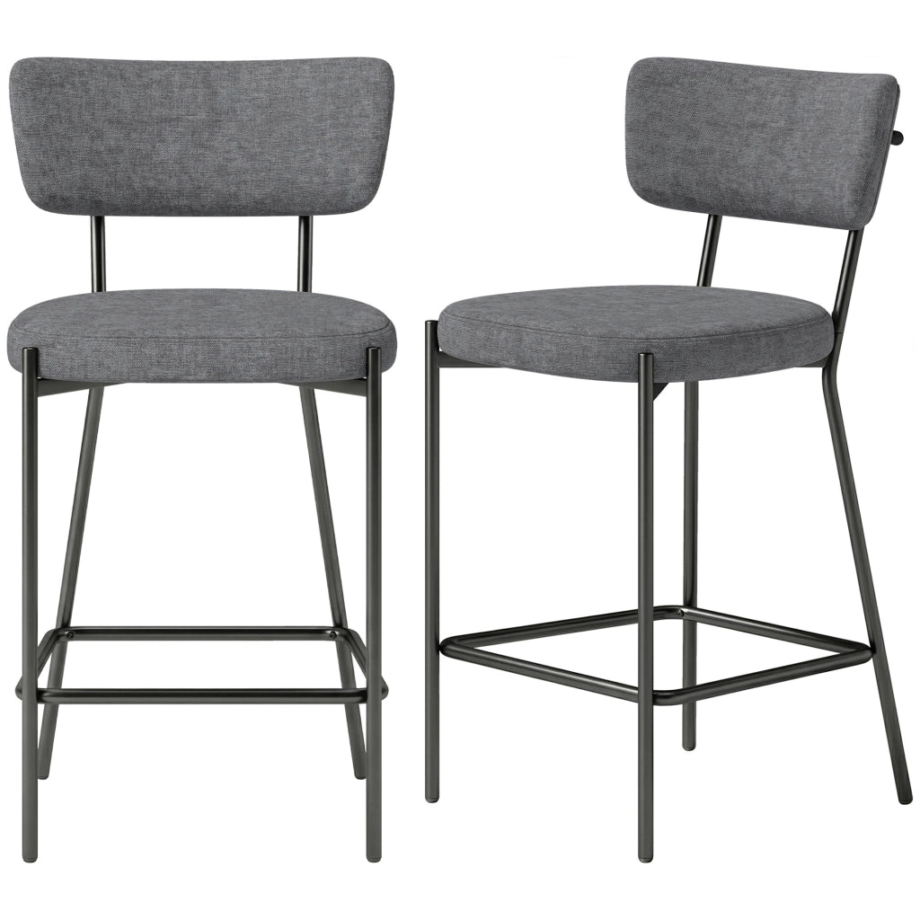 Sgabelli da bar imbottiti con schienale curvo ¨C zephmum ¨C Grigio, 2 Pezzi