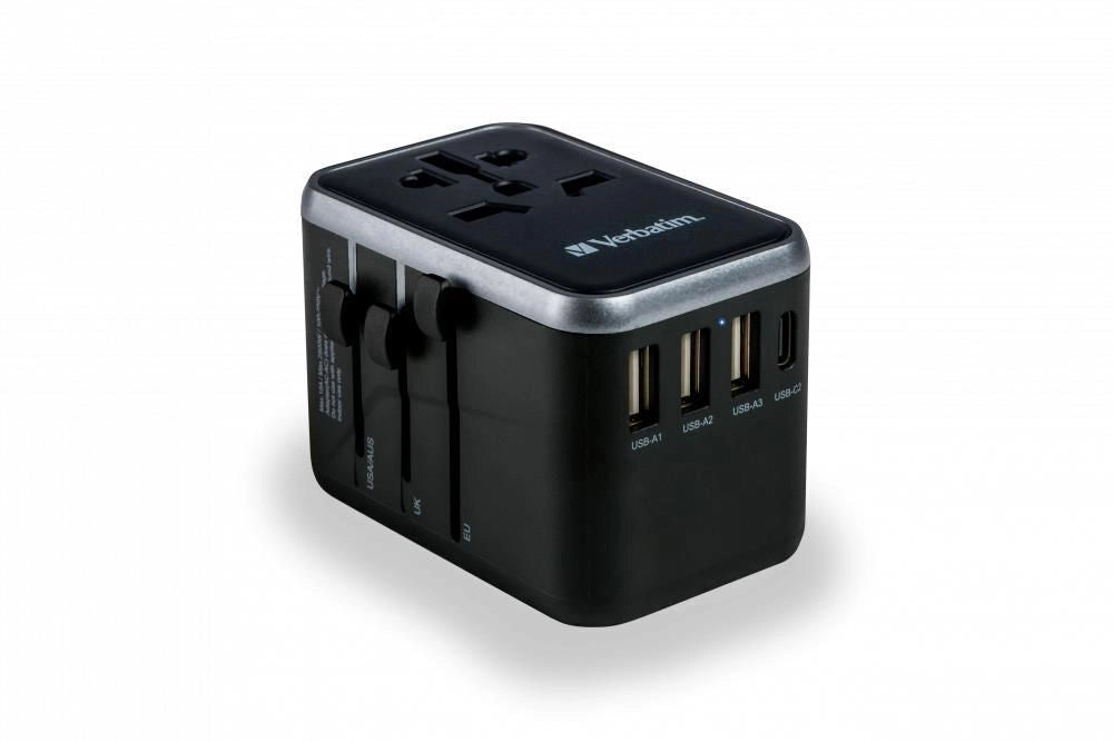 Verbatim 49546 Adattatore da viaggio universale 6 in 1 con PD 61W 3x USB-A 2x USB-C colore Nero
