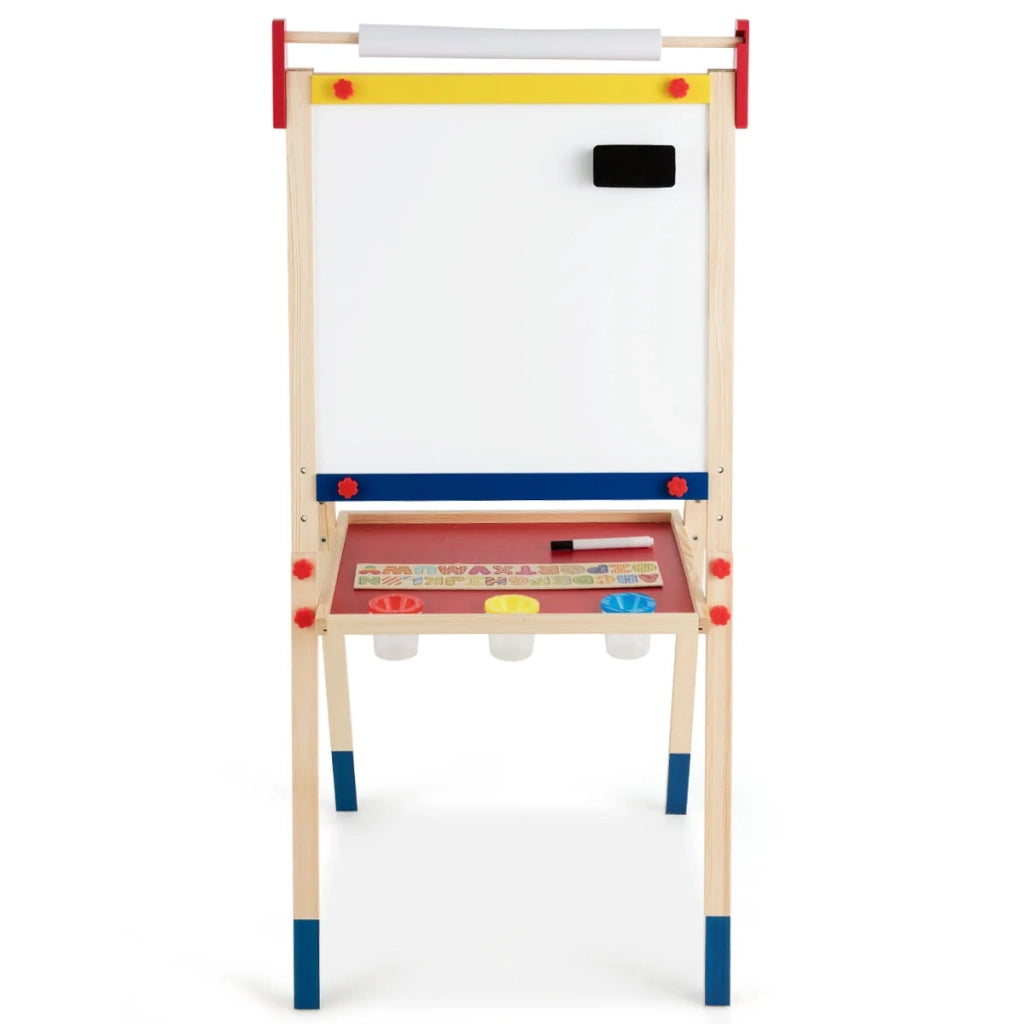 Cavalletto da disegno per bambini altezza regolabile 60 x 55 x 112,5-124,5 cm con tavola bifacciale e accessori legno multicolore 20_0020029