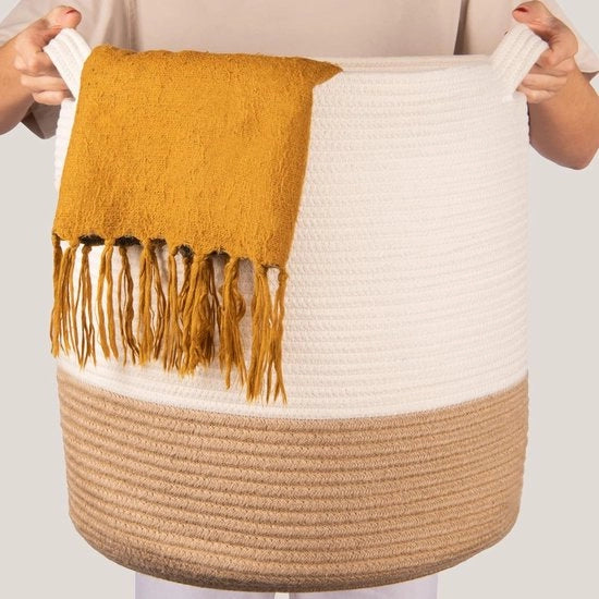 Mand opberg perline decorativo - 46 x 43 cm - Wasmacchina con maniglie - Rettangolo per giocattoli in camera dei bambini