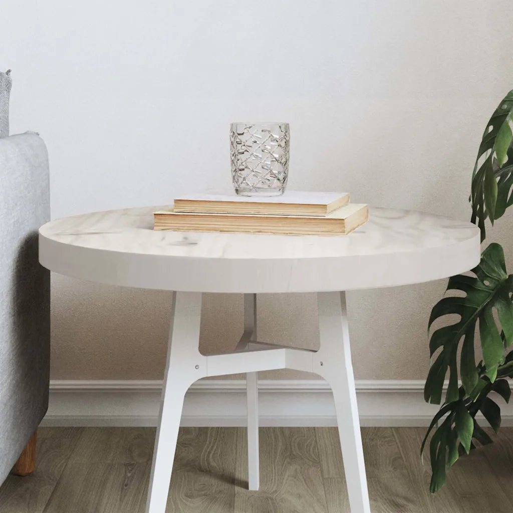 Piano Tavolo Rotondo Bianco Ø50x3 cm in Legno Massello di Pino 833662