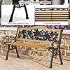 Panchina da Giardino in Metallo e Legno, Panca da Esterno con Braccioli Curvi e Schienale Attraente, Panca Ergonomica per 3 Persone da Balcone, Cortile e Patio, Portata 213 kg (Rosa grande)