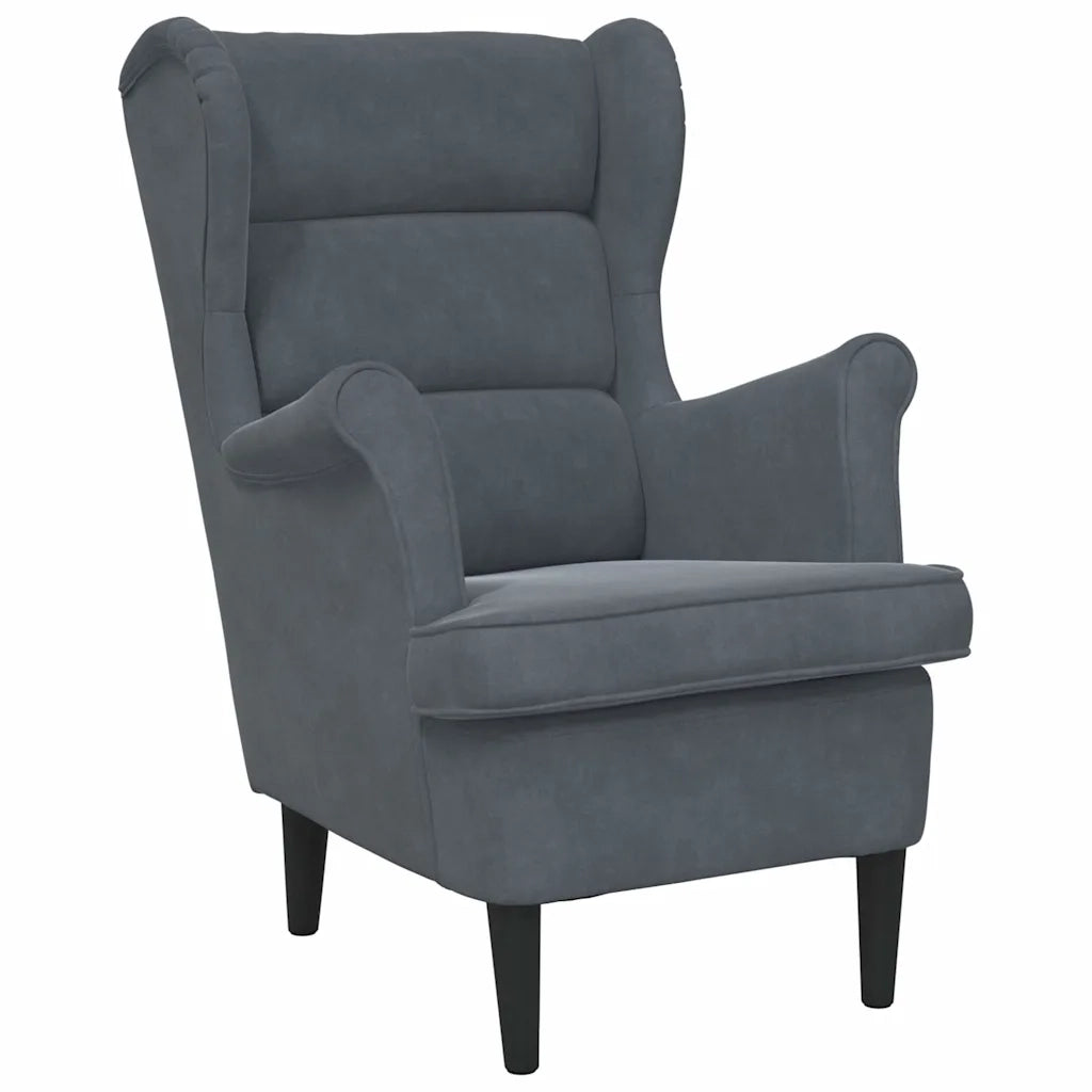 Poltrona-Divano Sedia-Poltroncina Grigio Scuro Velluto 418108