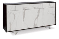 Mobile 3 Ante 3 Cassetti 164x92x41 cm Ossido Nero/Marmo Calacatta