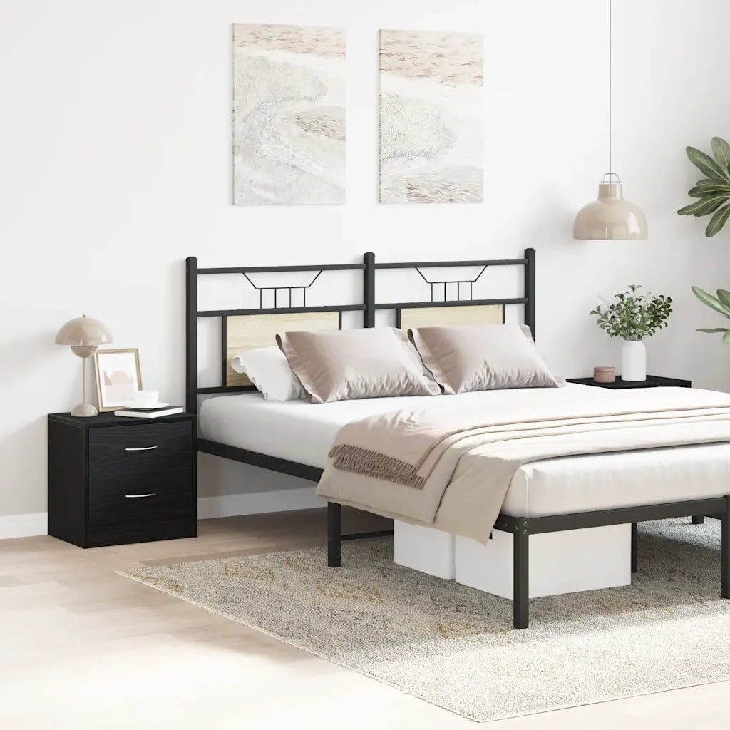 Set di 2 Comodini | Armadio da Notte | Mobiletto da notte Rovere Nero 40x30x40 cm in Legno Multistrato