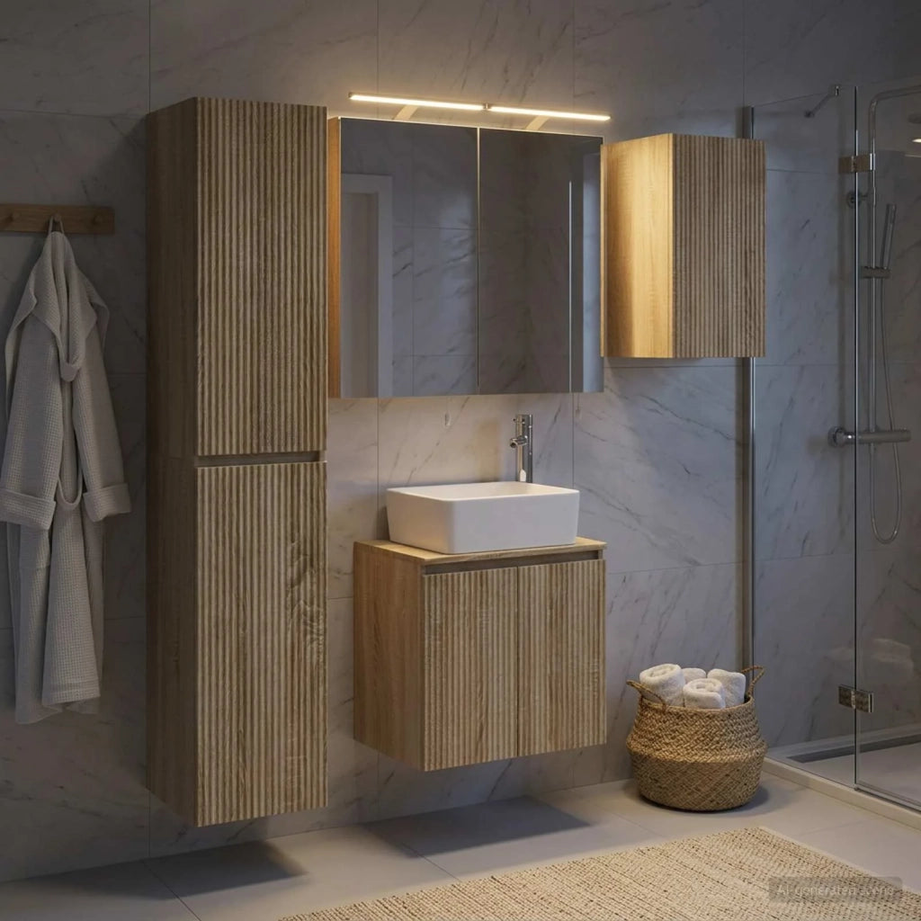 Set di Armadi da Bagno 5 pcs Rovere Sonoma 50 x 14,5 x 70 cm 3407313