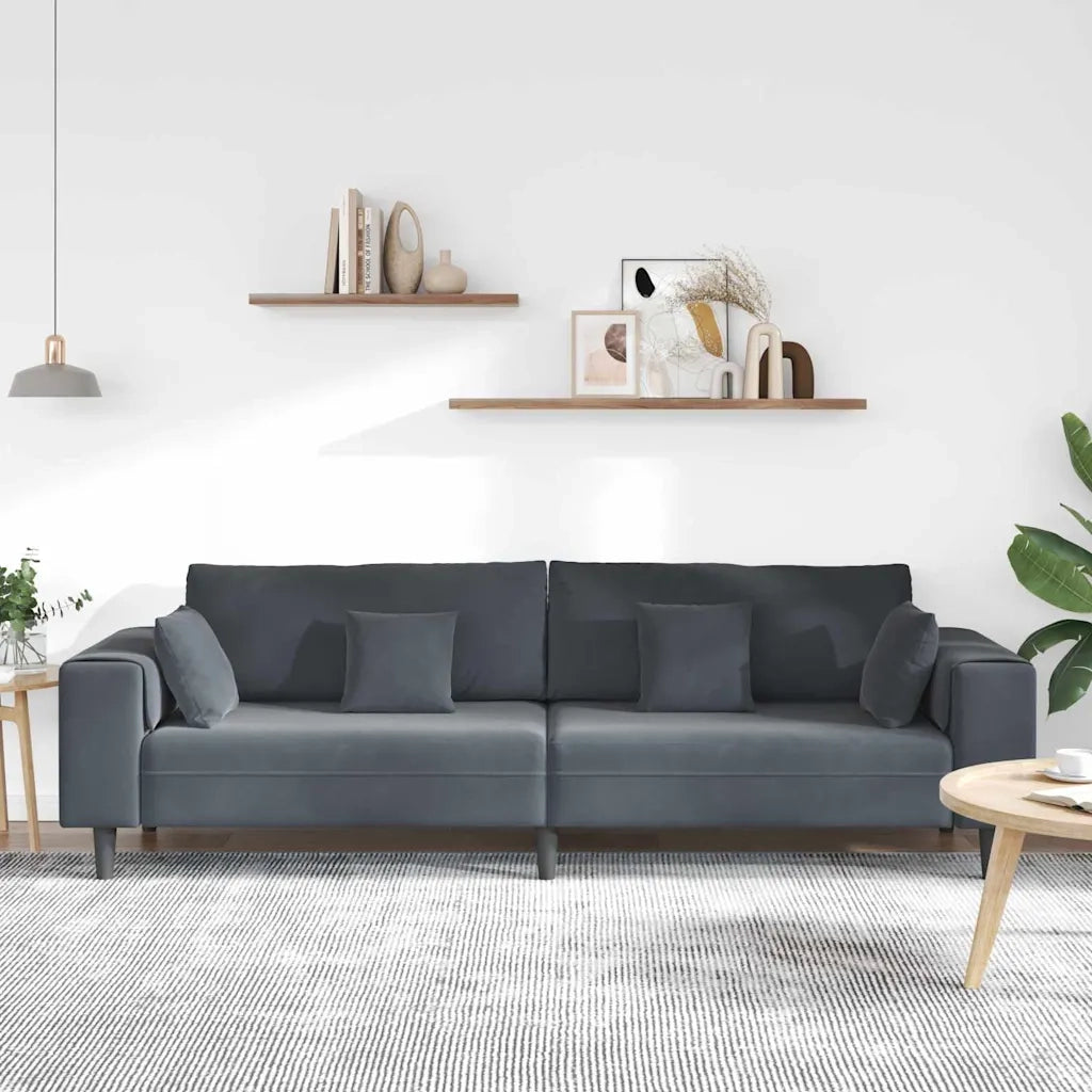 vidaXL Divano in Velluto con cuscino Grigio scuro 208 cm Velluto