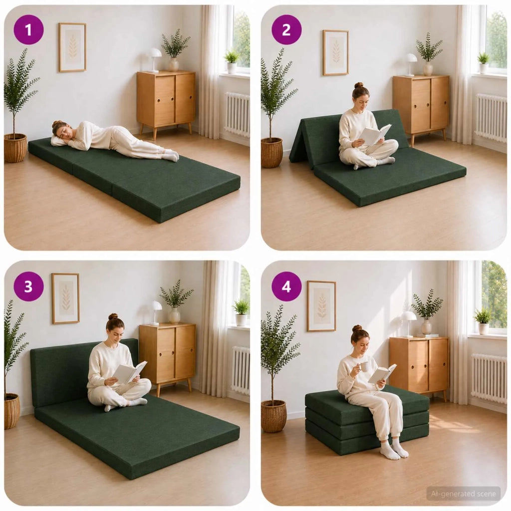 Divano Letto Pieghevole 100 x 67 x 45 cm Verde Scuro 900199