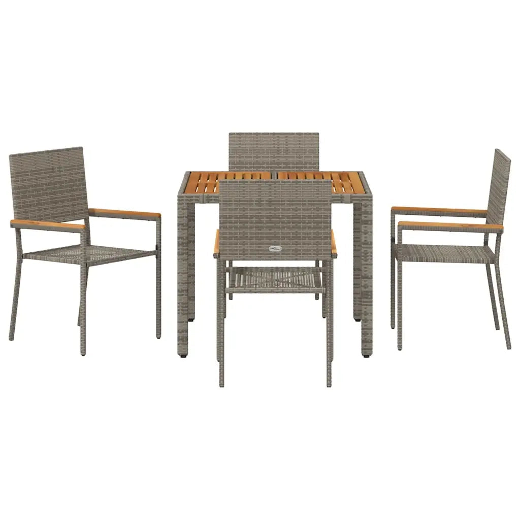 Set da Pranzo per Giardino 5 pz | Set Salotto da Giardino Grigio polyrattan