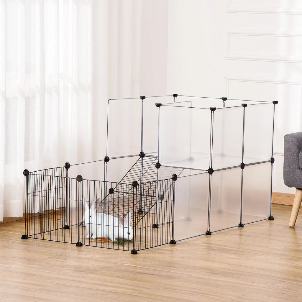 Recinto per Animali Modulabile ¨C zephmum ¨C Nero, Acciaio e PP, 140x70x70 cm