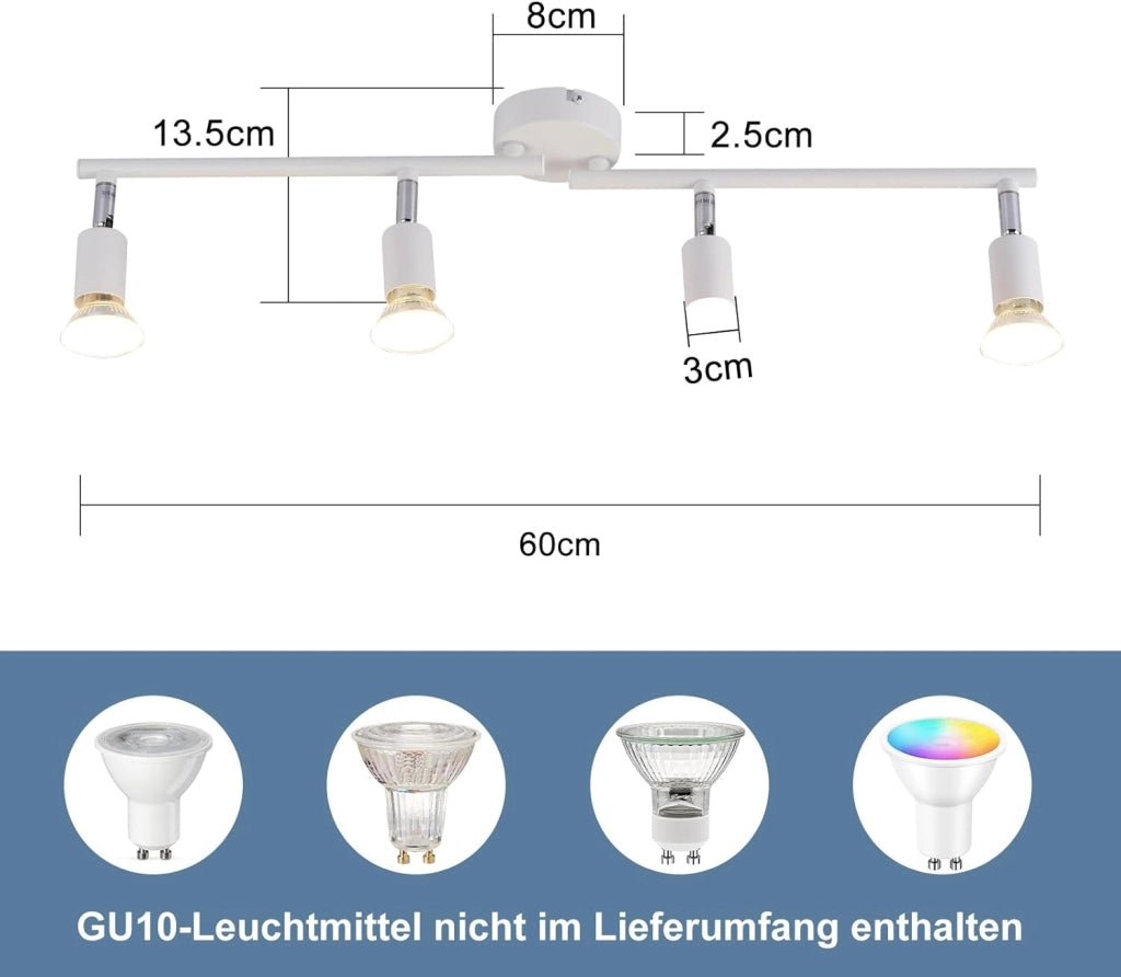 ZMH Faretto da soffitto bianchi orientabili 330° moderni GU10 per camera letto soggiorno interno