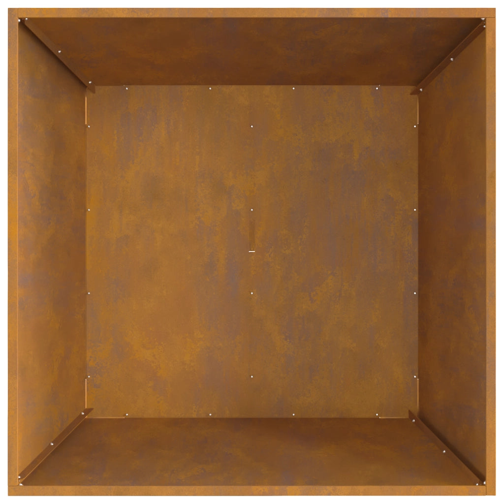 Focolare Quadrato 80x80x40 cm in Acciaio Invecchiato